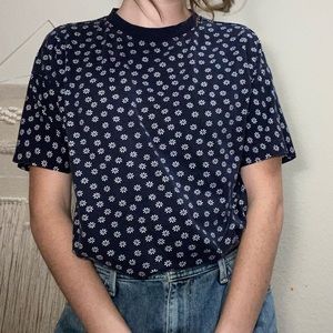 Small floral navy cotton tee